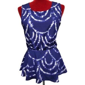 6 degrees peplum blue & white top